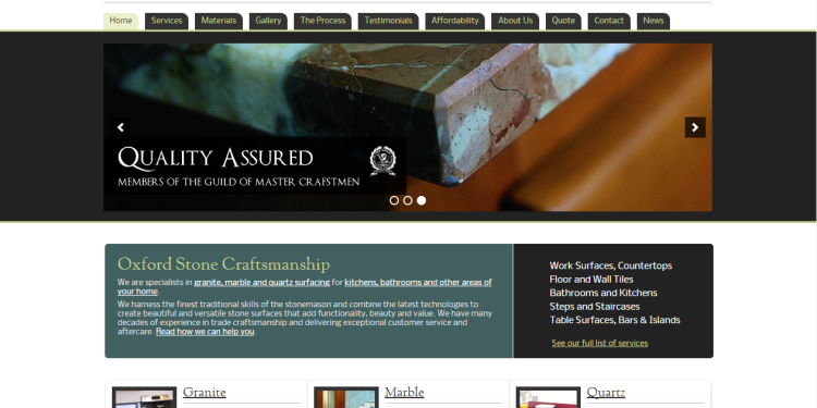 Oxford Stone Craftsmanship Website redesign in Wordpress